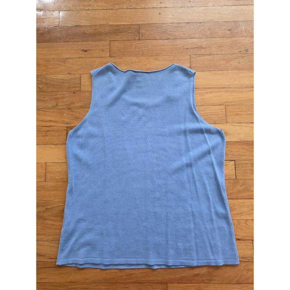 Eileen Fisher Sleeveless Silk Cashmere Knit Tank Light Blue Pet L A001079 - Picture 3 of 9